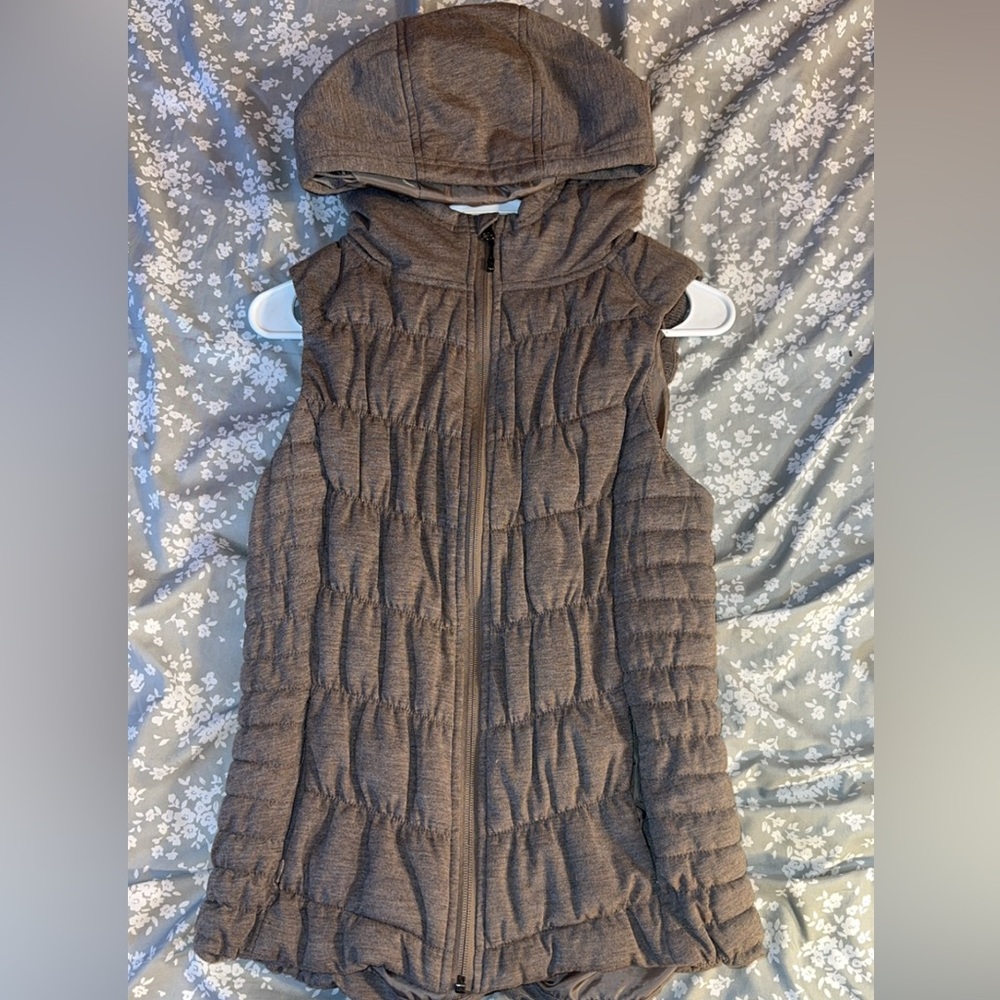 Brown Quilted Hooded Vest